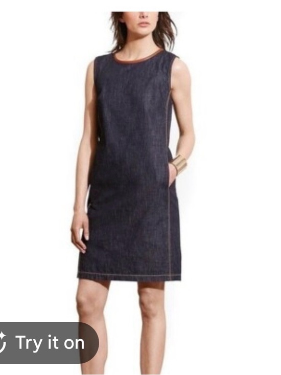 Lauren Ralph Lauren Dresses & Skirts - NWOT Lauren Ralph Lauren Black Denim Shift Dress with Genuine Leather  Neck Trim